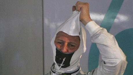 Michael Schumacher po tréninku na Velkou cenu Monaka.