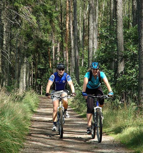 Cyklovlet na Karltejn. Pjemn zatek trasy lesy nad Radotnem.