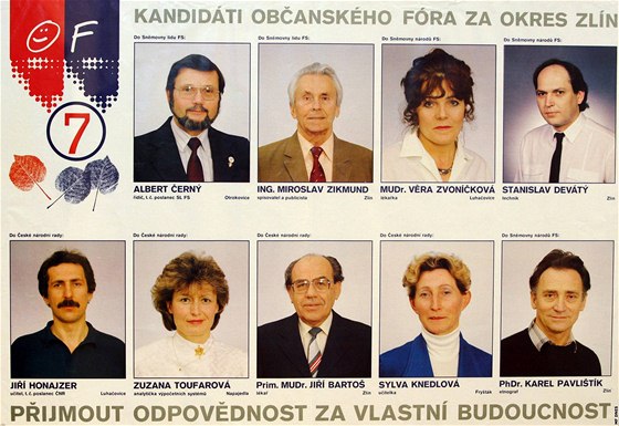 Kandidáti Občanského fóra za okres Zlín, rok 1990