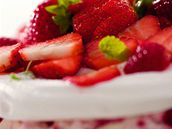 Sn�hov� placka s jahodov�m kr�mem.