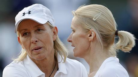 Martina Navrátilová s Janou Novotnou na paíské antuce. 