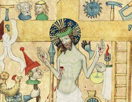 Malba na pergamenu - Bolestný Kristus (echy, 1400-20)