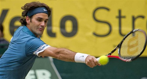 Roger Federer na turnaji v nmeckém Halle