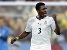 PENALTOVÝ SPECIALISTA. Ghanský fotbalista Asamoah Gyan promnil penaltu proti Austrálii. Na mistrovstí svta takhle dal u druhý gól.