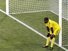 Zklamaný nigerijský branká Vincent Enyeama po vyrovnávacím gólu eka Dimitrise Salpingidise. (17. ervna 2010)