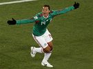 GÓL. Javier Hernández oslavuje mexický gól, který práv vstelil.