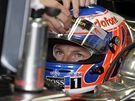 Jenson Button z McLarenu ped kvalifikací na Velkou cenu Kanady