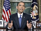 Barack Obama promluvil o ropn katastrof z Ovln pracovny Blho domu (16. ervna 2010)