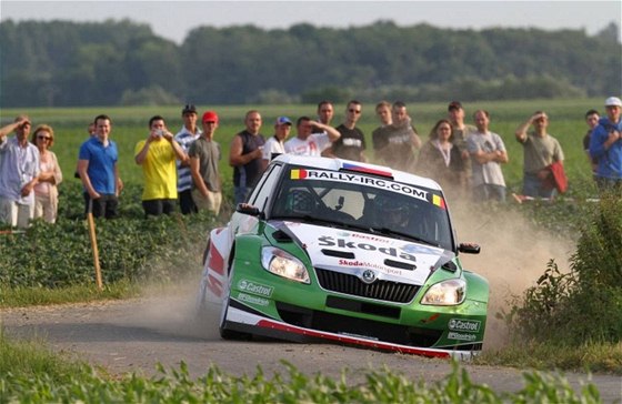 Jan Kopecký s vozem týmu koda Motorsport (Fabie S2000) na Belgické rallye.