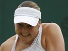 Tenistka Naa Petrovová pi zápase ve Wimbledonu.