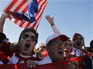 Fotbaloví fanouci podporují na mistrovství svta Paraguay.