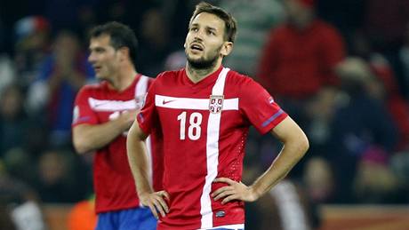 NASHLEDANOU AFRIKO. Srbtí fotbalisté litují promarnné ance na postup do osmifinále mistrovství svta. Na obrázku Ninkovi.