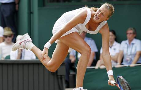 Petra Kvitová v semifinále Wimbledonu proti Seren Williamsové.