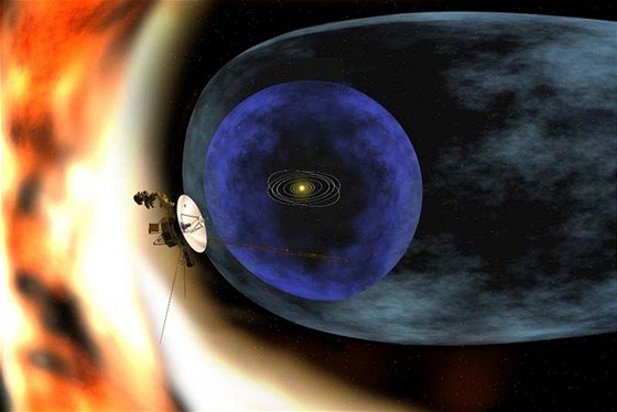 Vizualizace sondy Voyager 2. Sonda 28. ervna oslavila dvanáct tisíc dní od...