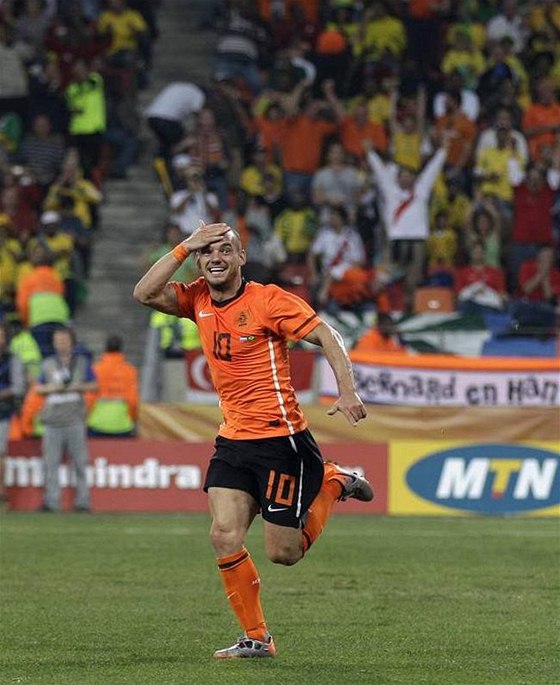 Nizozemský záložník Wesley Sneijder, jeden z kandidátů na Zlatý míč pro nejlepšího hráče šampionátu