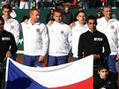 etí tenisté pi slavnostním nástupu ped tvrtfinále Davis Cupu v Chile