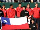 Tenisté Chile pi slavnostním nástupu ped tvrtfinále Davis Cupu proti esku