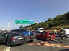 Nehoda pti aut na 17. kilometru dálnice D1 ve smru na Prahu