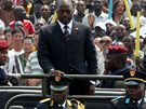Kongo - 50. výroí nezávislosti. Píjezd prezidenta Josepha Kabily na vojenskou pehlídku. Kinshasa, 30. ervna 2010