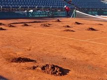 Znien centrln dvorec v Coquimbu, djit tvrtfinle Davis Cupu Chile - esko