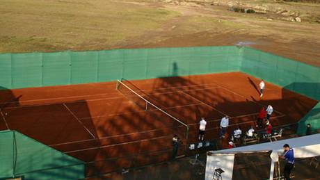 Tréninkový dvorec v Coquimbu, djit tvrtfinále Davis Cupu Chile - esko