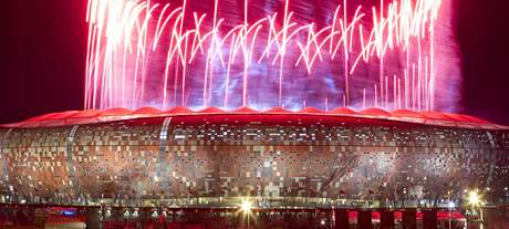 Ohostroj na oslavu mistr svta na stadionu Soccer city v Johannesburgu. 