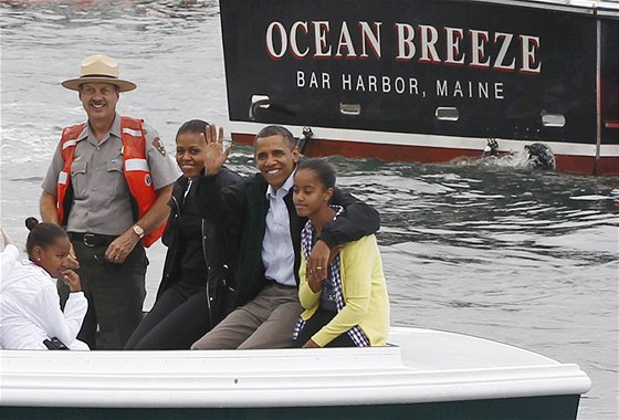 Barack Obama si s rodinou vyrazil na víkend do národního parku Acadia ve stát Maine (16. ervence 2010)