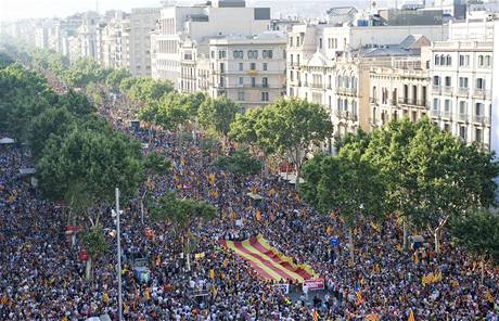 Demonstrace v Barcelon za vt autonomii Katalnska