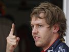 Sebastian Vettel se raduje z vydaené kvalifikaní jízdy.