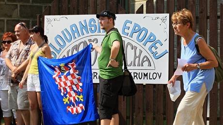 Moravský Krumlov - protest proti odvozu Slovanské epopeje do Prahy.