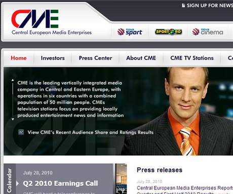 Internetová stránka CME.