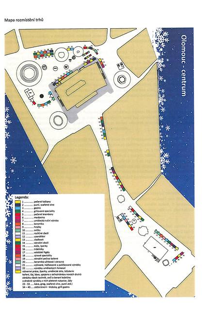 Plán nového rozmístění vánočních trhů v centru Olomouce