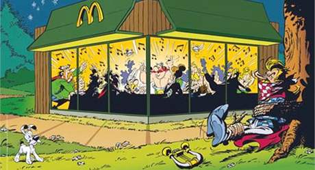 Francouzský kreslený hrdina Asterix v reklam sít rychlého oberstvení McDonald's.