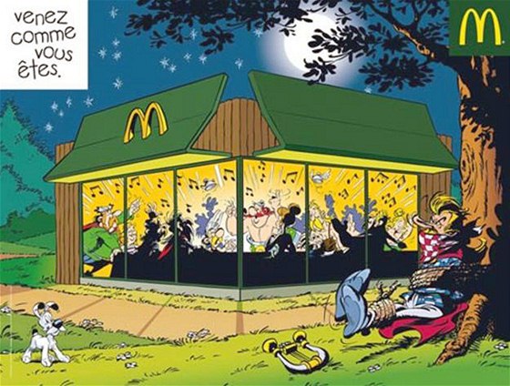 Francouzský kreslený hrdina Asterix v reklam sít rychlého oberstvení McDonald's.
