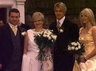David Beckham na svatb své starí sestry Lynne s Colinem Everym v roce 1999