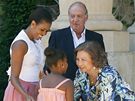 Michelle Obamová s dcerou Sashou na návtv u panlského krále Juana Carlose