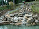 Priessnitzovy lázn Jeseník, balneopark. Studená voda  základ Priessnitzovy léby, zaátek stezky