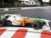 Adrian Sutil  z Force India bhem trninku na VC Belgie.