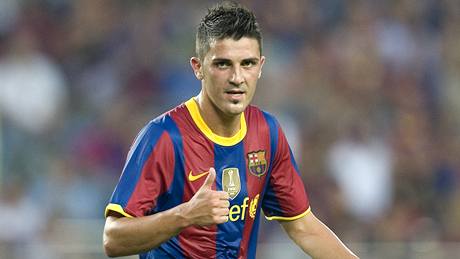 David Villa v dresu Barcelony. 