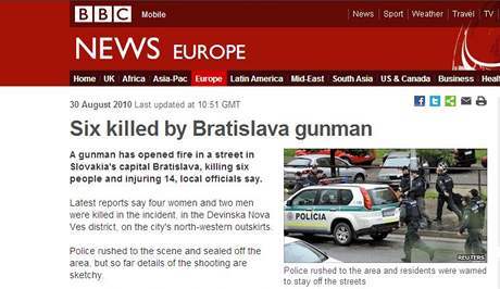 Server BBC informoval 30. srpna o masakru v Bratislav