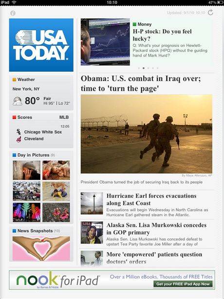 Aplikace pro iPad - USA Today