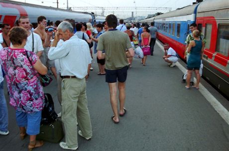 Moskva. Nstupit u vlaku do Ulnbtaru