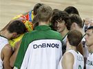 Radost litevských basketbalist po zápase s ínou
