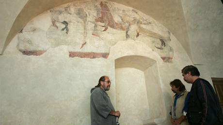 Fresky objevené pi rekonstrukci zámku Nový Hrad v Jimlín.