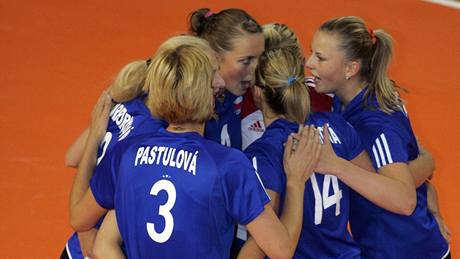 Radost eských volejbalistek v duelu s Bulharskem.