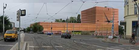 Fotografie nezachycuje plánovaný vzhled obího obchodního centra, jen ukazuje jeho rozsah.