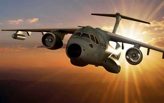 Letoun KC-390 zatím existuje jen ve vizualizacích. Prototyp by ml být hotový do roku 2014. Brazílie doufá, e s ním ve svt zaplní mezeru po starích strojích C-130 Hercules.