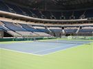 Pohled na kurt v blehradské hale, kde se esko utká se Srbskem v semifinále Davis Cupu.