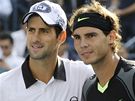Novak Djokovi� (vlevo) a Rafael Nadal p�ed finále dvouhry mu�� na US Open 2010
