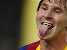 TAKHLE SLAVÍ MESSI. Barcelonská hvzda Lionel Messi se raduje ze vstelené branky.